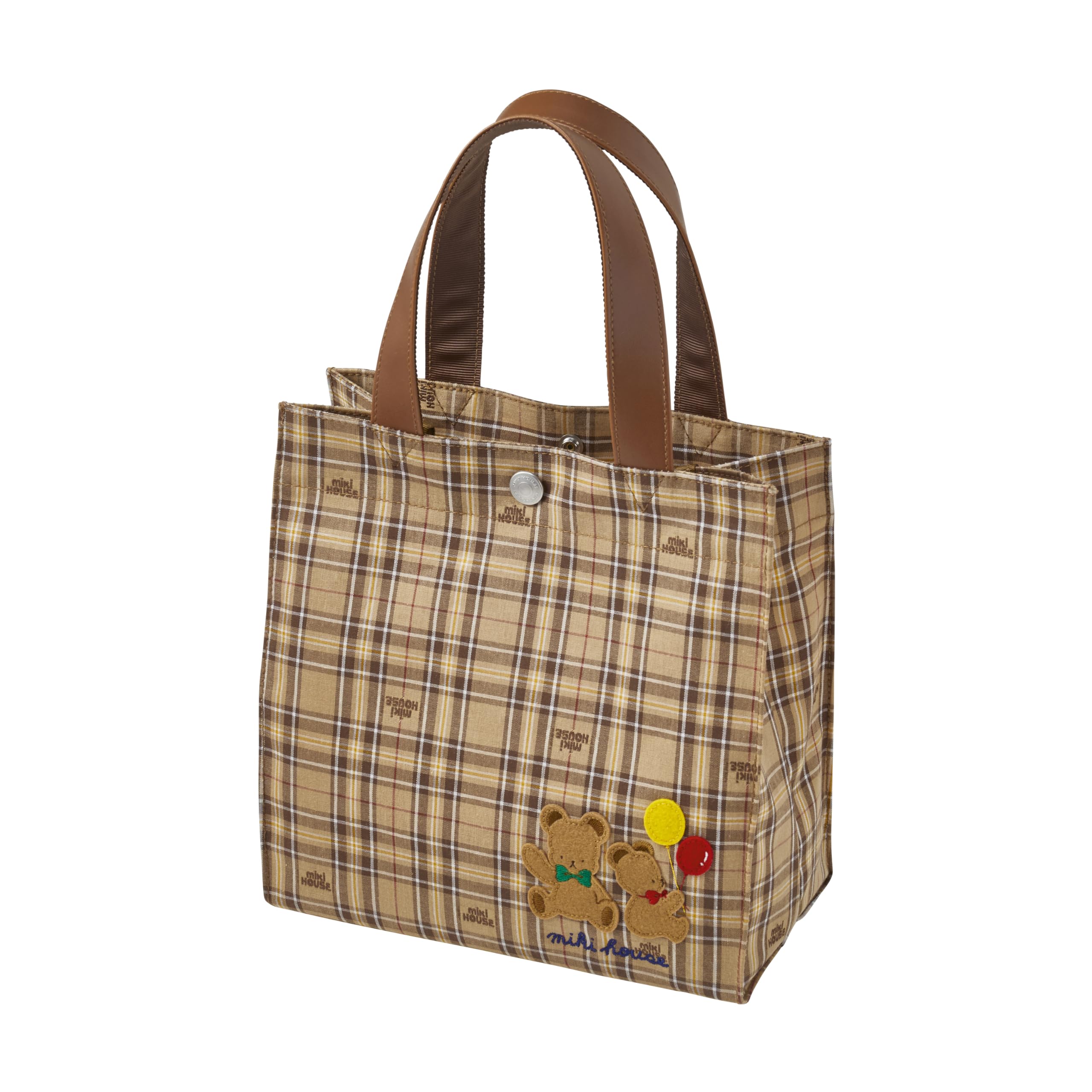 [ミキハウス] トートバッグ かばん バッグ 手さげ チェック くま 男の子 女の子 ベビー キッズ 子供服 レディース ママ 10-8223-684