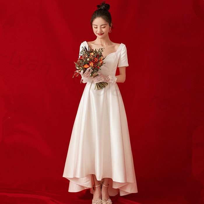 ウェディングドレス フォトウェディング 二次会 花嫁 白 ワンピース 結婚式 パーティードレス30代
