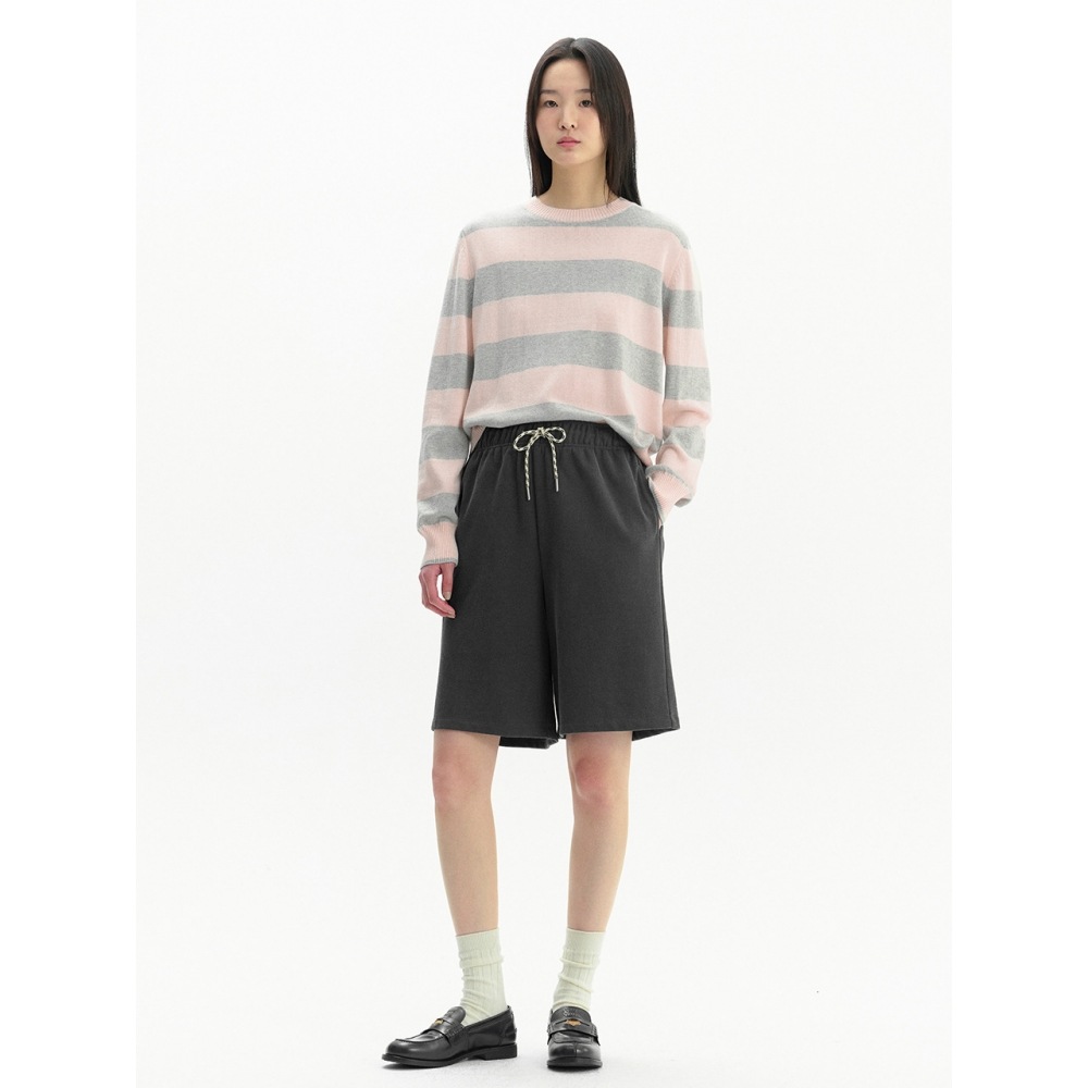 AND YOU Rye ビンテージラベルバンディングショーツ (チャコールピンク)