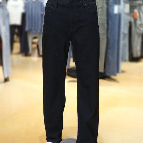 男性 デイリー ストレートフィット ブラック デニム パンツ-DG