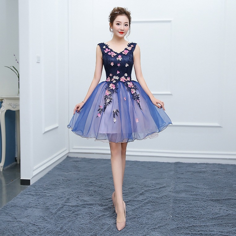 ドレス パーティードレス パーティドレス ミニドレス ステージドレス フォーマルドレス Aラインドレス ショート ショート丈 袖なし ノースリーブ Vネック Aライン レース 刺繍 チュール