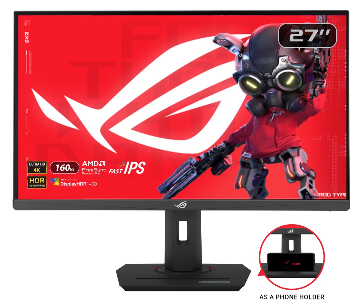 ASUSエイスース ゲーミング液晶ディスプレイ(27型/Fast IPS/4K UHD 3840x2160/160Hz/1ms/HDR400/HDMI2.1/DP1.4/USB Type-C/VES