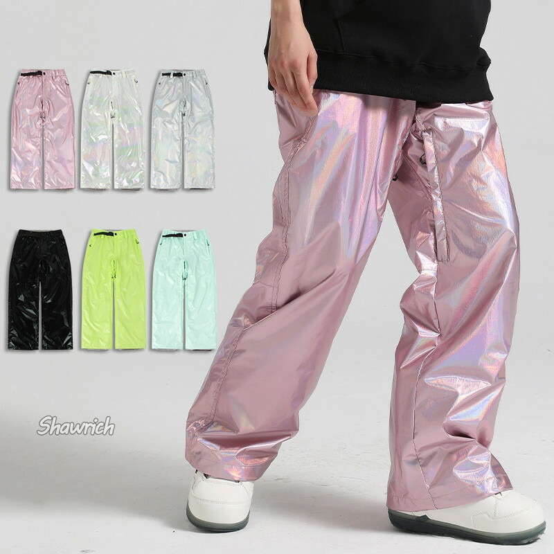 スノーボード ウェア スキーウェア ロングパンツ 光沢感 ボトムス レディース メンズ スノボウェア ゆったり 防風 防水 保温 防寒 スキー場 雪場 ウィンタースポーツ 男女兼用 耐水度15