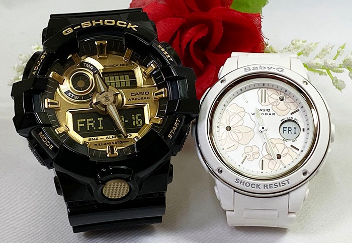 恋人たちのGショック ペアウオッチ G-SHOCK BABY-G ペア腕時計 カシオ 2本セット GA-710GB-1AJF BGA-150FL-7AJF 手書きの プレゼント 誕生日 御