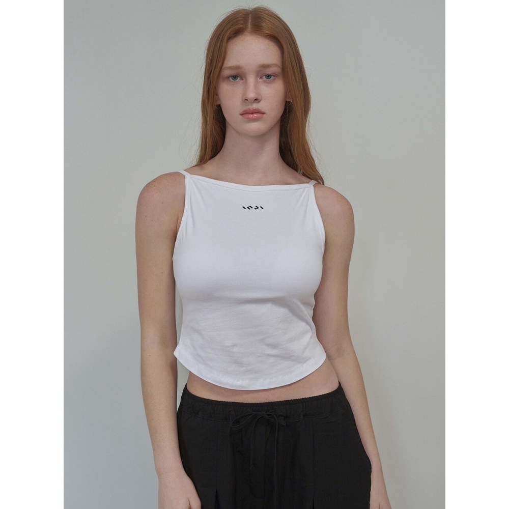 INJIACTIVE ボートネックスリーブレスキャップ付きホワイト