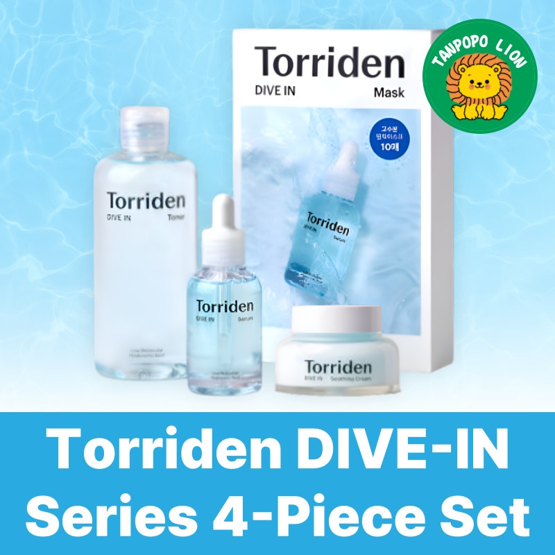 [ダイブイン 水分 4種 スキンケアセット] 化粧水300ml＋セラム50ml＋スージングクリーム100ml＋マスク10枚/ 高保湿化粧水 ヒアルロン酸美容液 保湿クリーム フェイスマスク