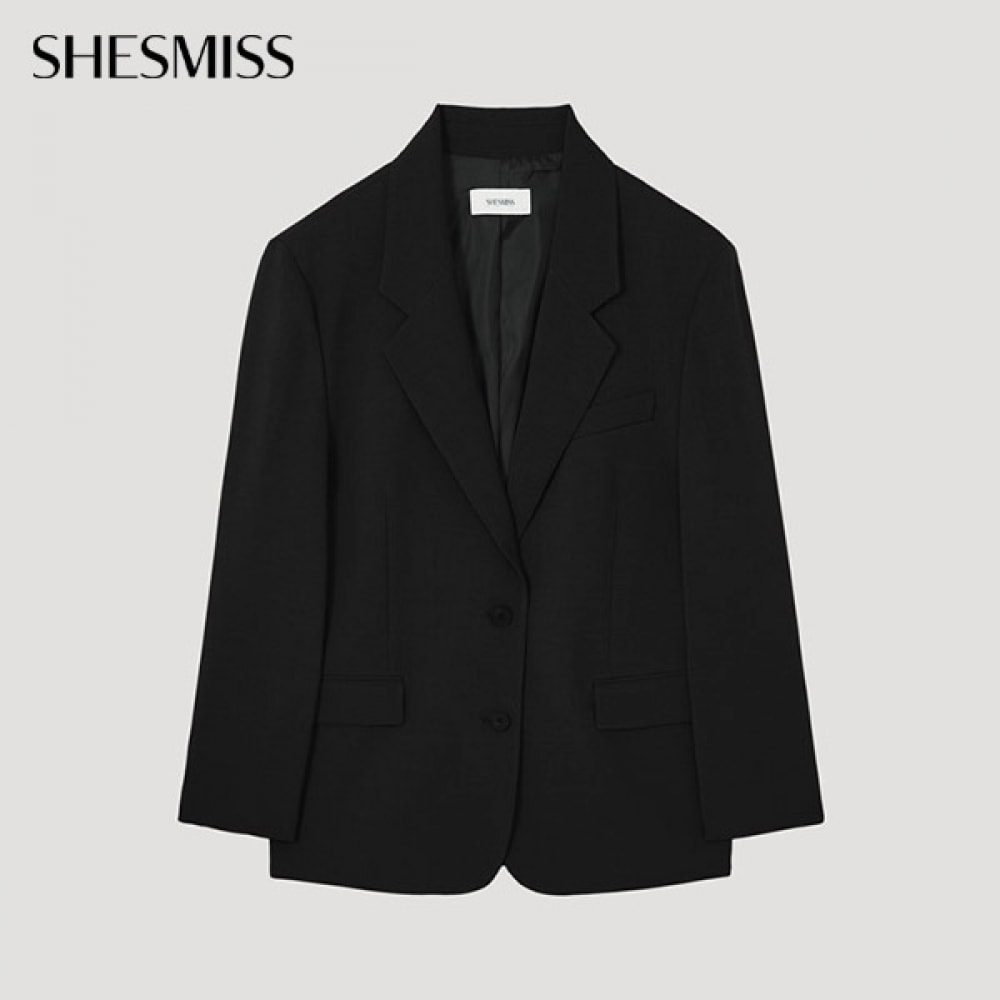 (Shes Miss) ベーシックツーボタンセットアップジャケット_SWSJKP12010_BK