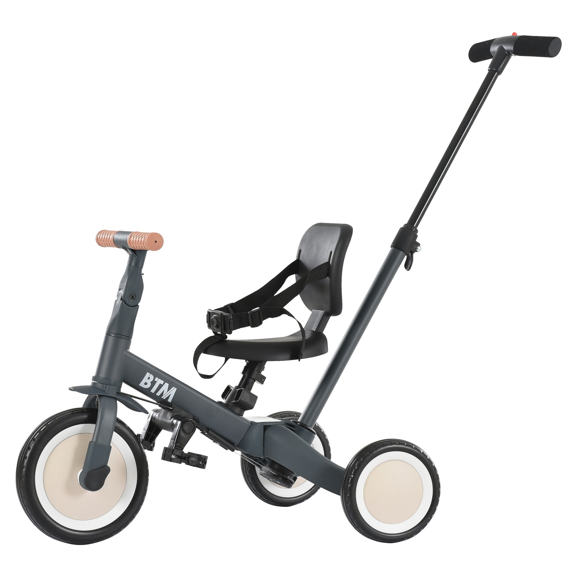 子供用三輪車 4in1 (グレージュ) 自転車 オリジナル 押し棒付き 安全バー付き キックボード 7,876円