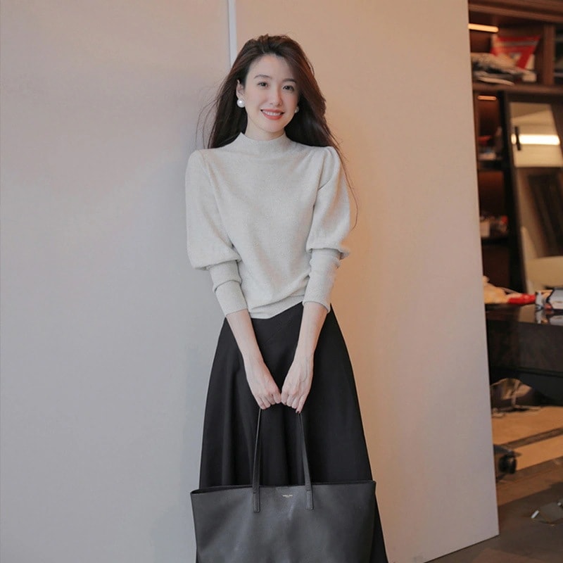 新品 大人気 セットアップ レディース 40代 秋冬新作 長袖ニットトップス ロングスカート上下セット Aライン オシャレセットアップ 韓国風 大人上品 通勤OL 30代 50代 orange