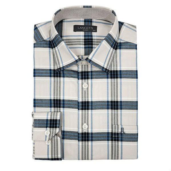 シャツ] 綿素材 ベージュ チェック柄シャツ (P003736079)