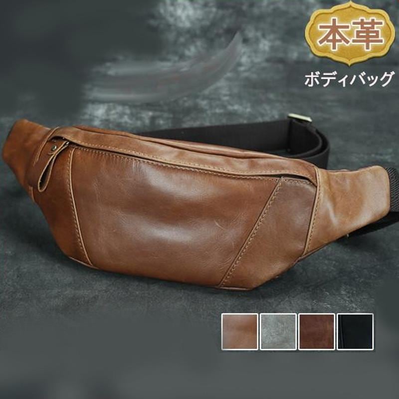 ボディバッグ ウエストバッグ 本革 斜めがけ 大容量 ショルダーバッグ ウエストポーチ アウトドア 鞄 通勤 コンパクト 登山 多機能 イタリア