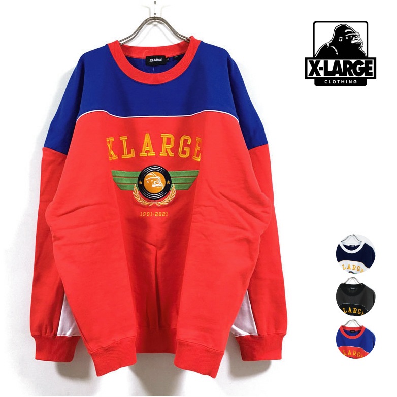 訳あり】 XLARGE エクストララージ PILOT LOGO PANELED CREWNECK SWEAT パーカー・トレーナー カラー:レッド -  www.winner-club.it