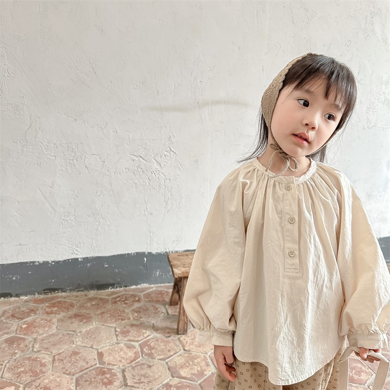 子供服の春と秋の新型，女性の赤ちゃんの韓国版コウモリの長袖水洗綿長袖シャツ，ベビー服上着外出着 Tシャツ ブラウス