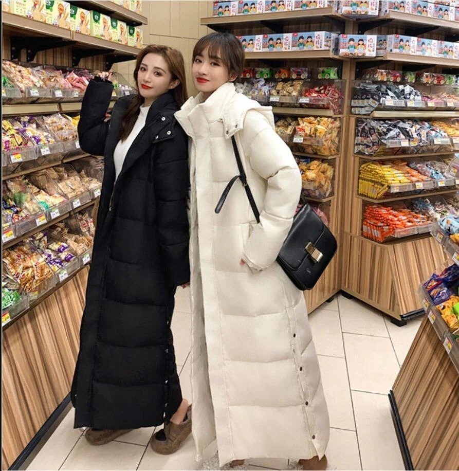 綿入れ女性ダウン綿入れの厚手ロングコート新型ゆったり超長膝丈綿入れ
