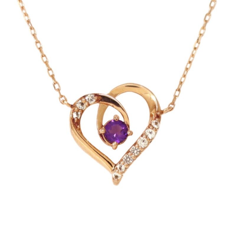 リボン済＆紙袋 ネックレス 正規品 レディース ハートモチーフ ネックレス 2月 誕生石 誕生日 ペンダント プレゼント アクセサリー シルバー 祝い