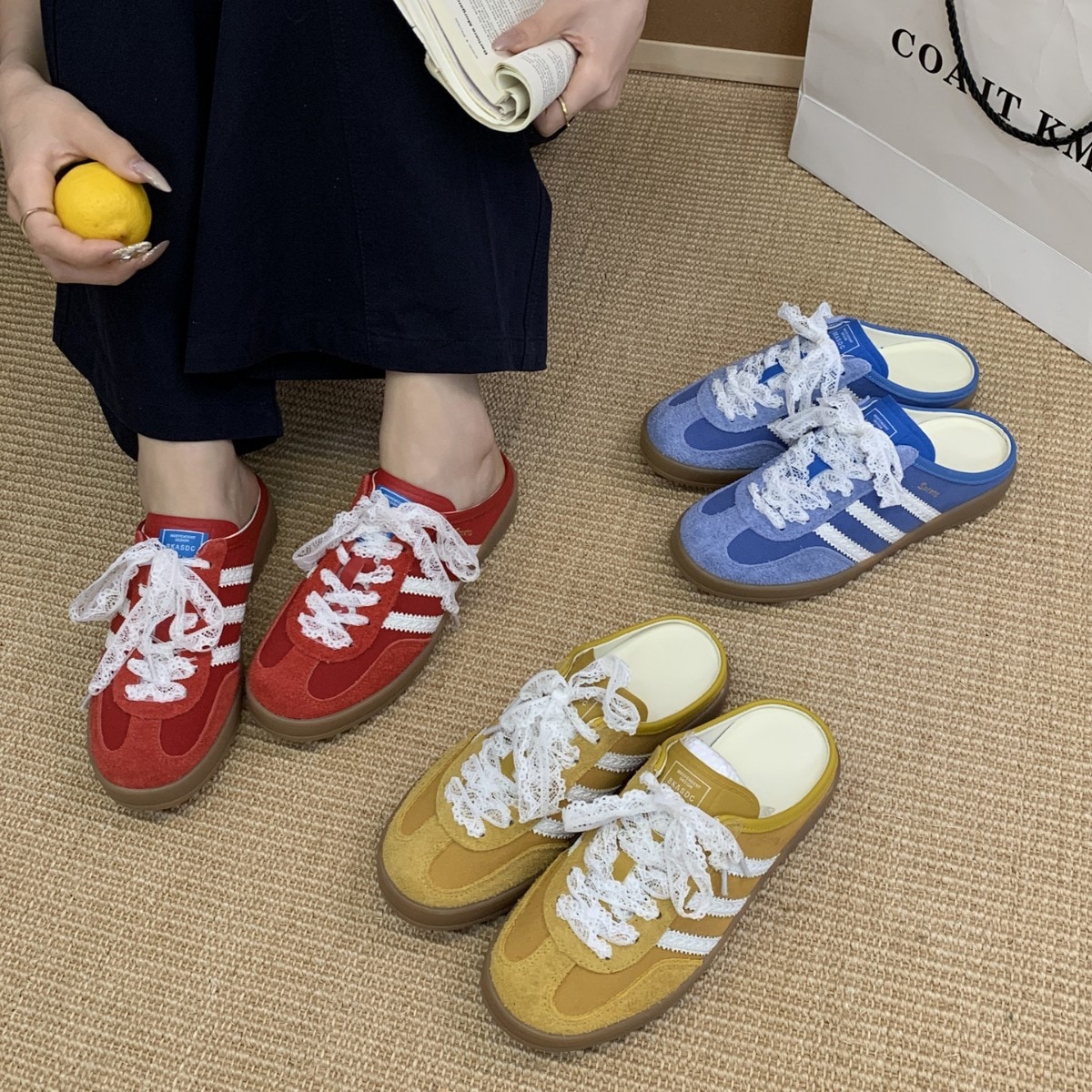 2025年春夏新作韓国版人気スタイルフラットソール本革デクサンシューズレディースヌバックレザーマルチカラースポーツカジュアルシューズ