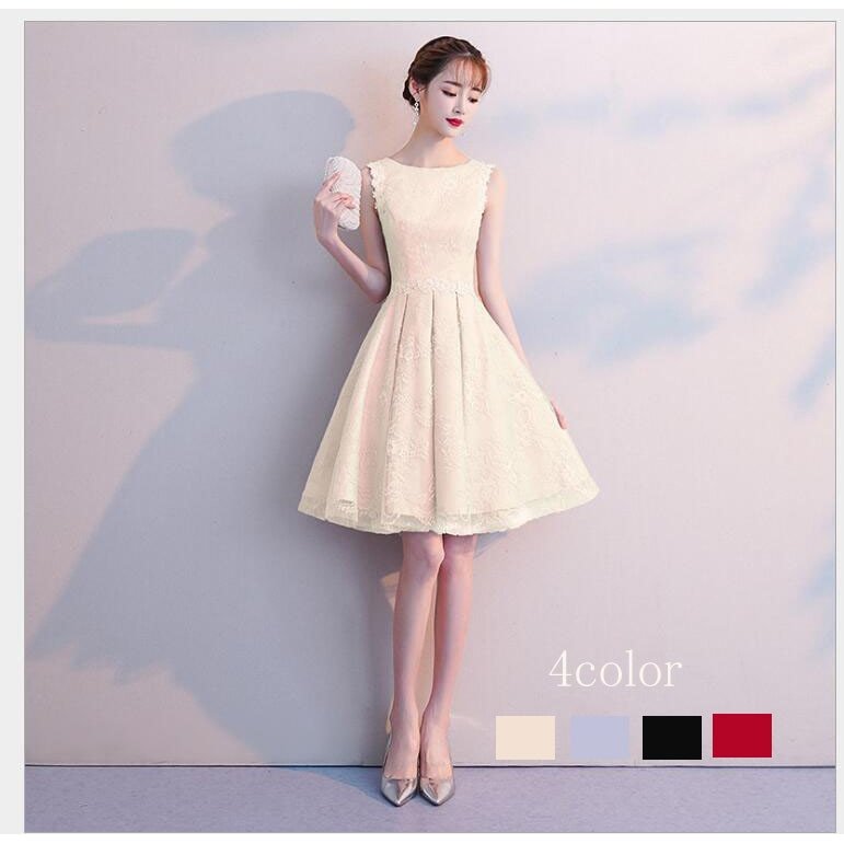 上品 袖なし カラードレス ミモレドレス パーティードレス ウエディングドレス 結婚式 二次会 衣装