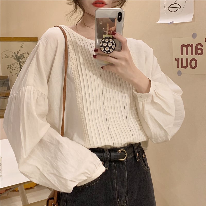 トップス デート シャツ ブラウス 袖あり 長袖 Uネック フレア セミフレア スリム タイト 細身 ストレート スマート レース 上下セット 2点セット かわいい 大人可愛い きれいめ シンプル w