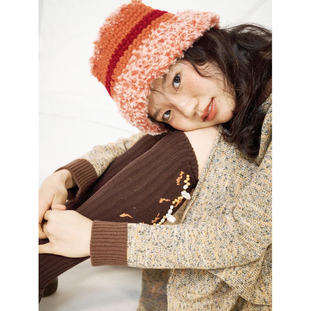 MISU A BARBE NEW STRIPY FURRY HAT RED