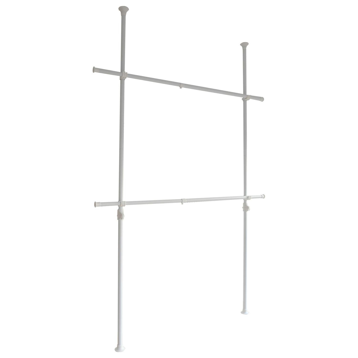 山善(YAMAZEN) 突っ張り ハンガーラック 大容量 衣類収納 幅166cm 高さ 縦横 伸縮 耐荷重60kg 布団も干せる かんたん突っ張り(実用新案取得済) 組立品 マットホワイト