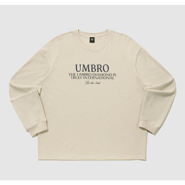 レイトチェックアウトワッフルルーズフィット長袖Tシャツ BB UQ221CRL49 OBE0 DVY0