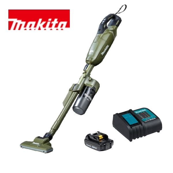 当店だけ！バッテリー充電器も1年保証! マキタ コードレス掃除機 18V 紙パック式 オリーブ CL285FDZO+ ショートサイクロン + 軽量バッテリー + 静音充電器 充電式 クリーナー
