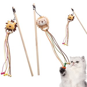 猫咪玩具新款印第安木杆卡通头像逗猫棒跨境工厂现货批发宠物用品