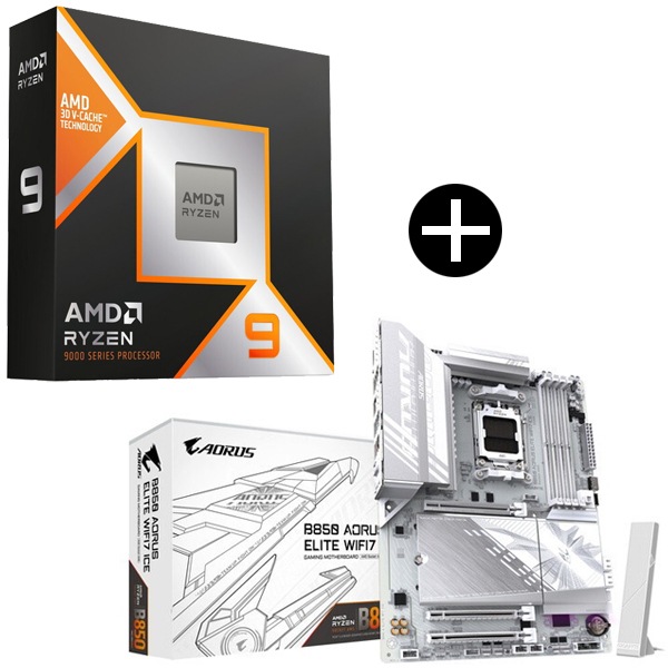 Ryzen 9 9900X3D CPU + GIGABYTE B850 A ELITE WF7 ICE ATXマザーボード セット 88,044円