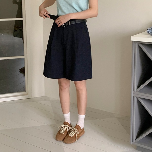 （SLサイズ展開 / ベルトセット / デイリー＆フォーマル） マルエン コットンピンタック ワイドバミューダハーフパンツ（5分丈） ps5236