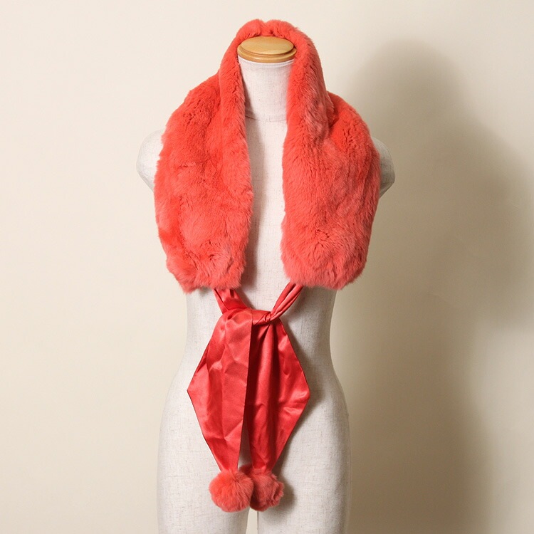レッキスラビット ファー ショール リボン付 マフラー オレンジ 送料無料 レディース ギフト プレゼント 12,960円