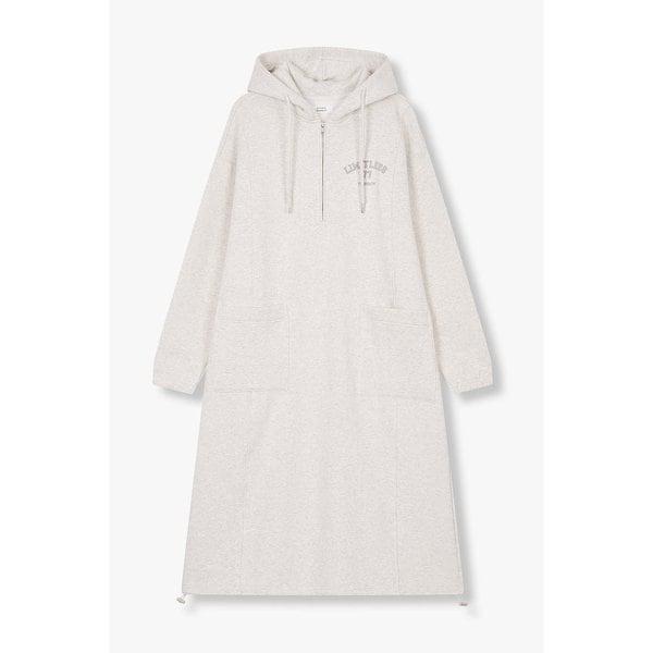 裏起毛ハーフジップパーカーワンピース 9175441983008