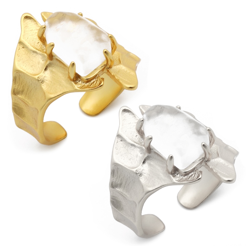 925 天然水晶 太幅リング [cr494]