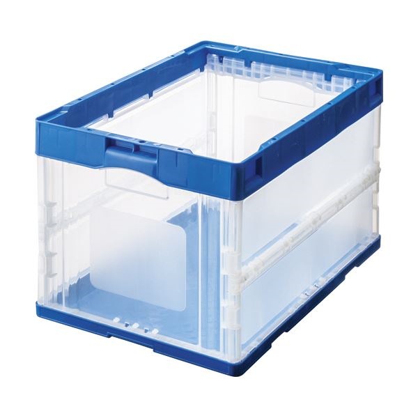 折りたたみコンテナ 50L ブルーx透明 [x10セット]