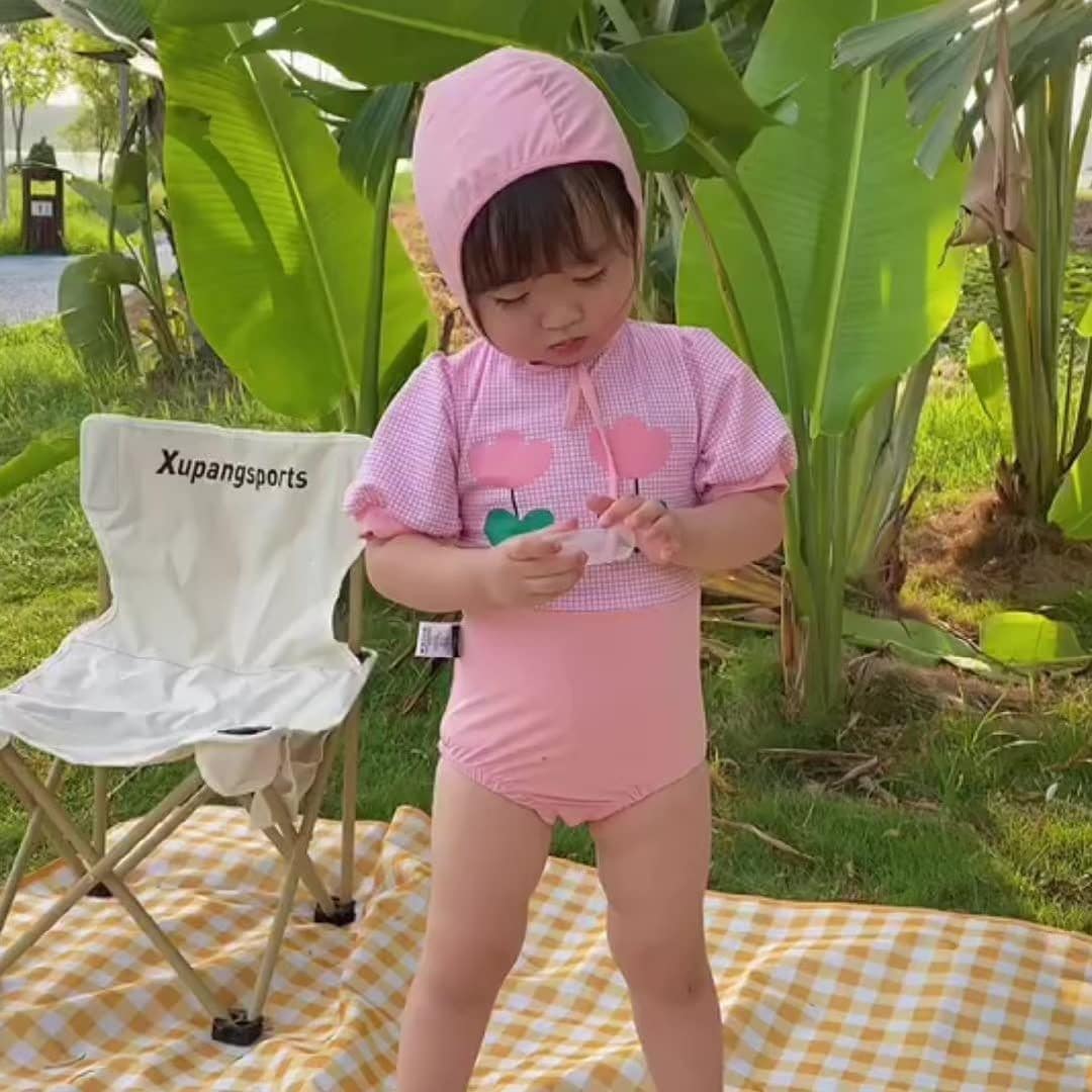 水着キッズ 女の子夏新作かわいいパフスリーブバックレスワンピースベビーホリデースタイルレディースワンピース 韓国ファッション