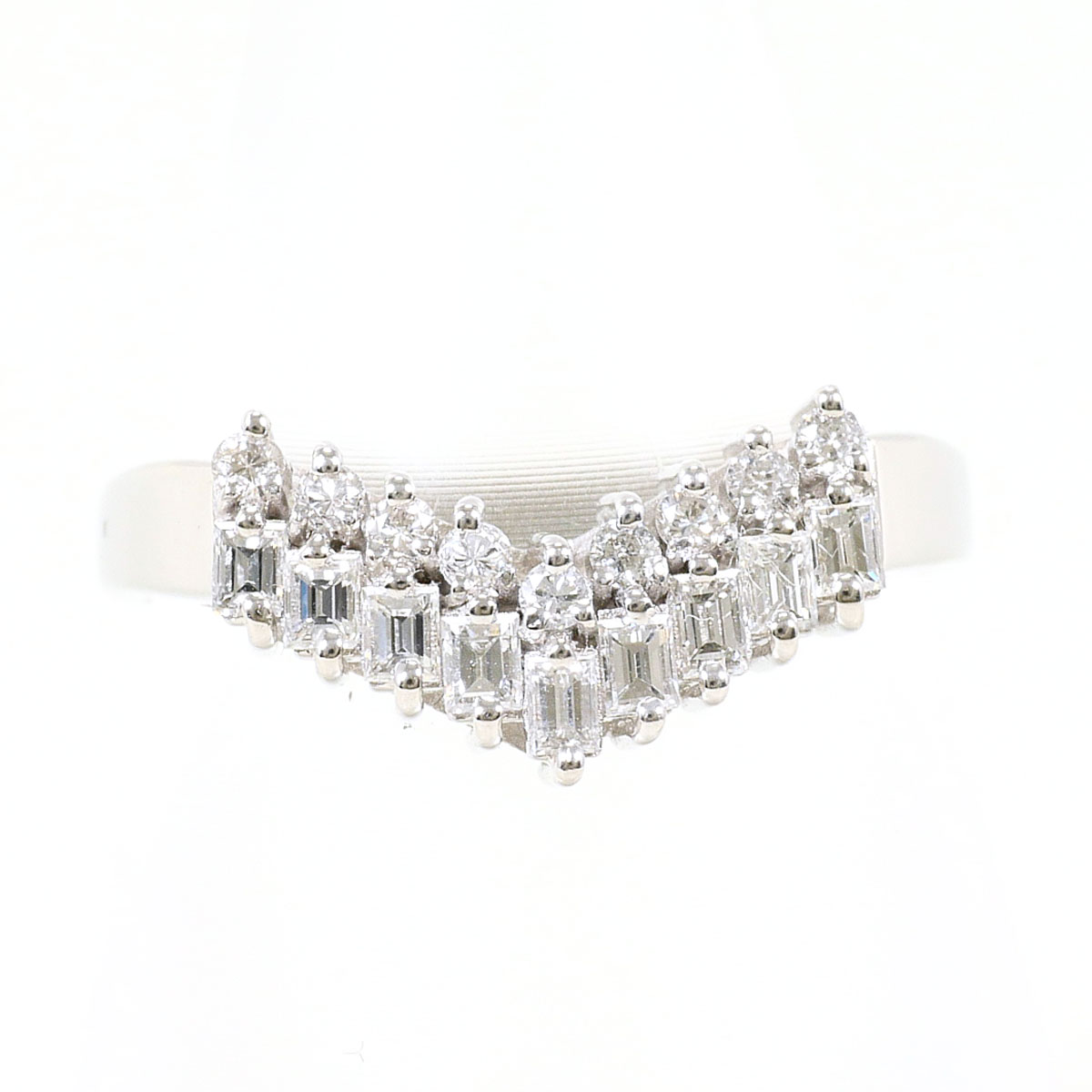PT900 プラチナ リング・指輪 10号 ダイヤモンド 0.34ct 総重量約3.8g 中古