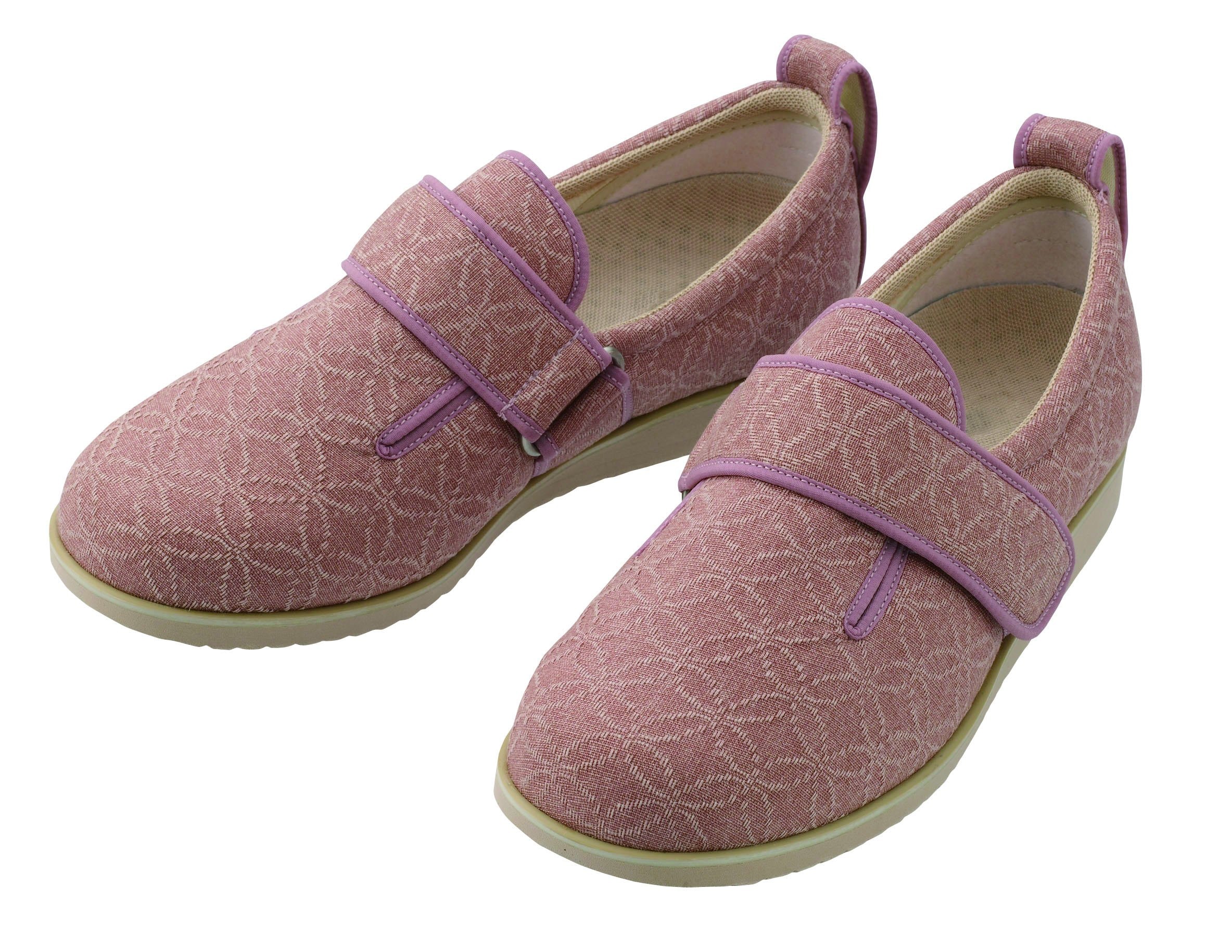 徳武産業 介護シューズ あゆみ ダブルマジックII雅 施設・院内用 ピンク Sサイズ(21.0~21.5cm) 足囲3E 両足