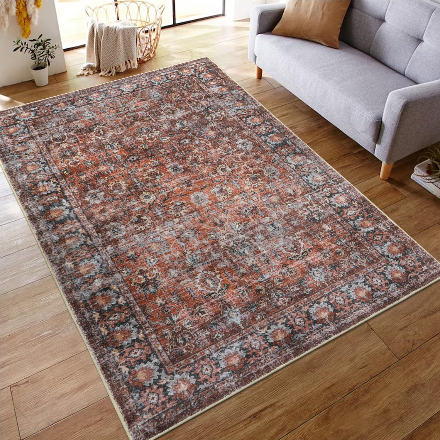 HAOCOO ラグ カーペット 洗える 140×200cm オールシーズン適用 絨毯 ペルシャ風 ラグマット 1.5畳 ふわふわ おしゃれ 滑り止め 低反発 防ダニ 防臭 軽量 防音マット 室内用 デ