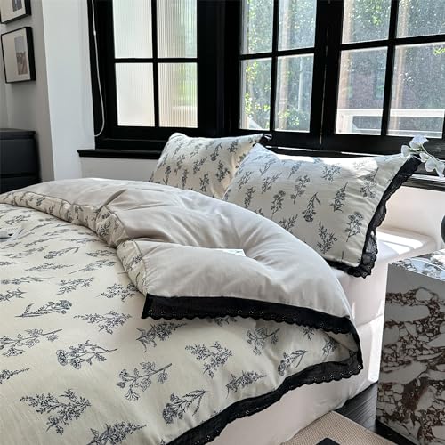 BUKAROOM 【布団カバーセット シングル3点セット】フリル付き ダブルジッパー掛け布団カバー オールシーズン対応 洋式・和式兼用 ボックスシーツ 枕カバー 寝具カバー 軽量通気性 花柄 おしゃれ