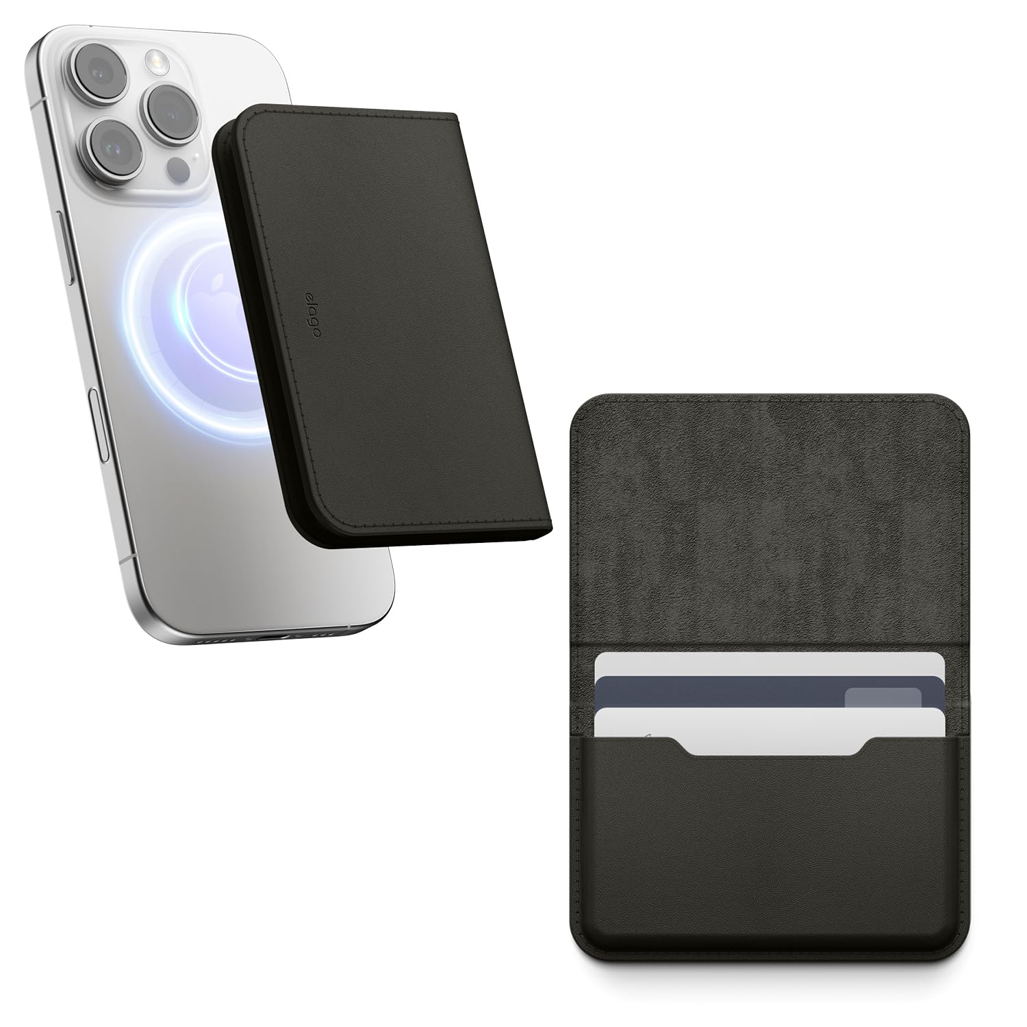 【elago】 MagSafe 対応 財布 薄型 カードケース 磁気防止 マグセーフ カード 収納 ポケット 合成 皮 革 カードウォレット マグネット 内蔵 カードホルダー ウォレット [ 各種 i