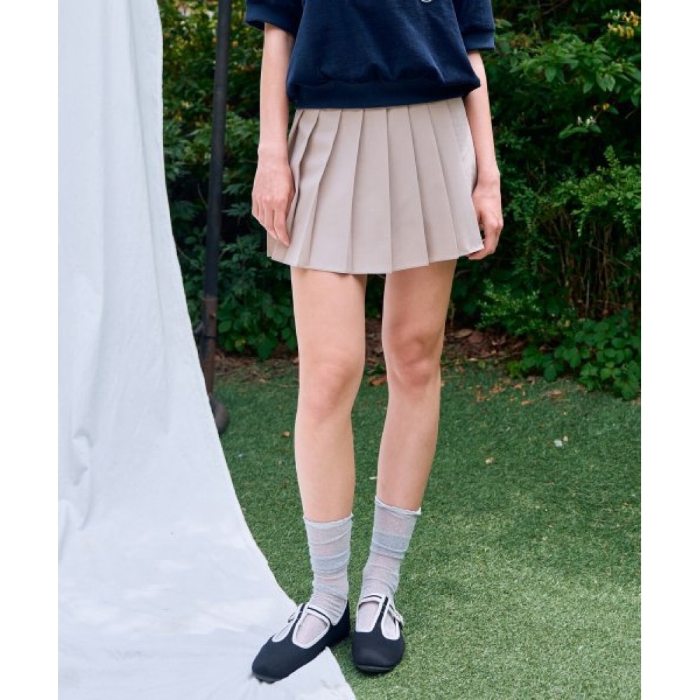 FREIHEIT (フレイハイト) ノーカットプリーツスカートパンツ (ベージュ)