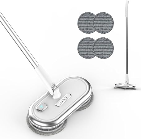 電動 回転モップクリーナ 軽量 電動モップ 水拭き コードレス 床拭き モップパッド4枚付き フローリング掃除 高速回転 充電式 自立式 掃除グッズ