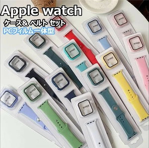 在庫あり 即納 apple watch バンド PCフレーム+ガラスフィルム ケース ベルト Apple watch series6 5 4 3 2 44mm 42mm 40mm 38mm おしゃれ
