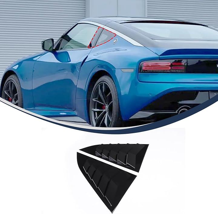 日産 フェアレディZ RZ34 専用 ルーバーカバー リアサイドウィンドウルーバー シャッターサイドベントカバー リアウィンドウシャッター ABS製 取付簡単 カスタム (ピアノブラック)