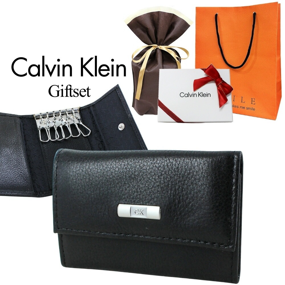 ラッピング済 プレゼント用 カルバンクライン メンズ キーケース ブランド 6連 鍵 本革 革 シンプル 黒 ブラック 誕生日プレゼント 記念日 ギフト 男性 入学 卒業 祝い 父の日 敬老の日 実用