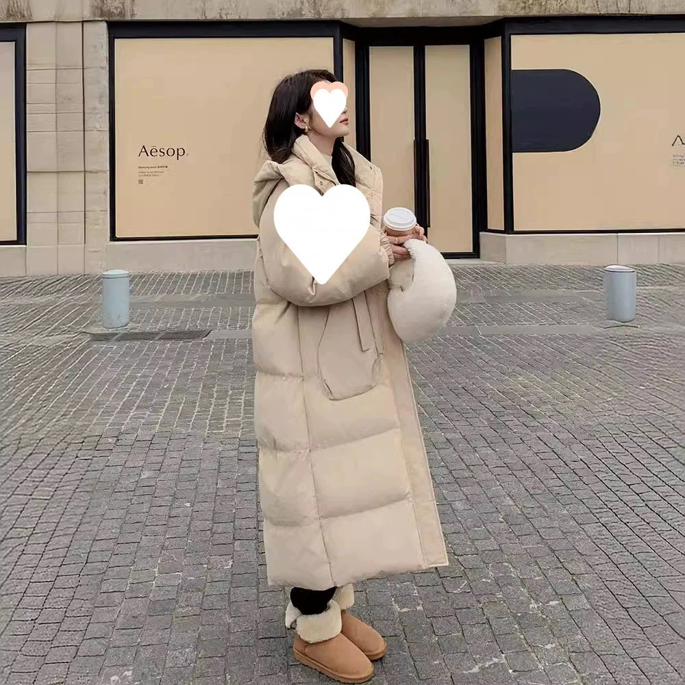 冬季 ダウン 綿入れ ジャケット 女性用 ミドルロング 2025年 新作 高級感 上着 厚手 膝下丈 パンジャケット フード付き アウター 大きいサイズ