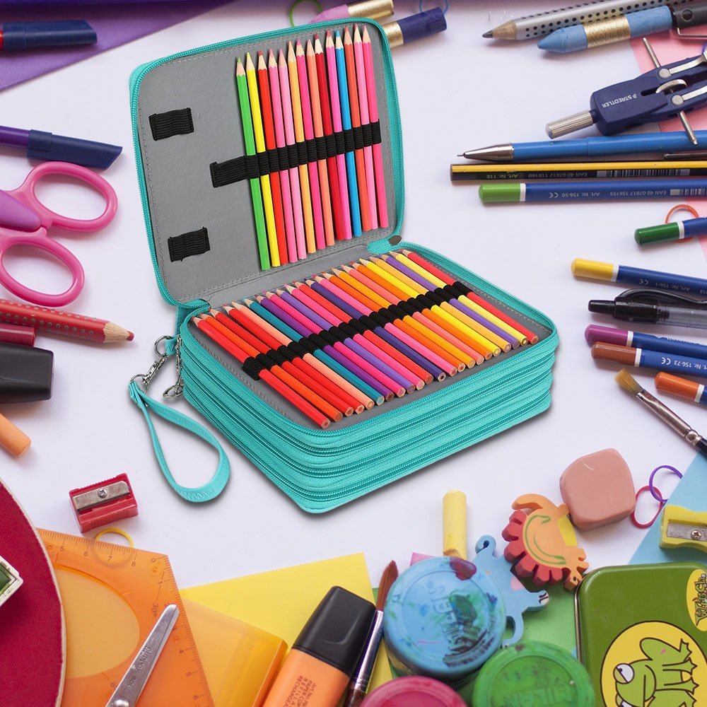 168穴学校鉛筆ケース大カートリッジガールズボーイズ鉛筆ケース4層ビッグ文房具バッグ収納用品キット