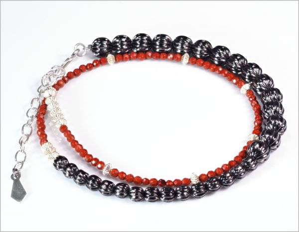 ２連 サンドストーン ブレスレット ブラック仕様 脱着 簡単 Ko.172 プレゼント