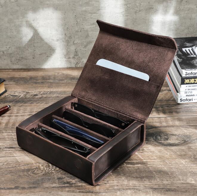 お一人様1点メガネケース 4本用眼鏡収納 本革　レディース 眼鏡本革ケース メガネ収納ケース 軽量 コンパクト スリム ソフト PCメガネ サングラス 老眼鏡ケース リッカーズ かわいい