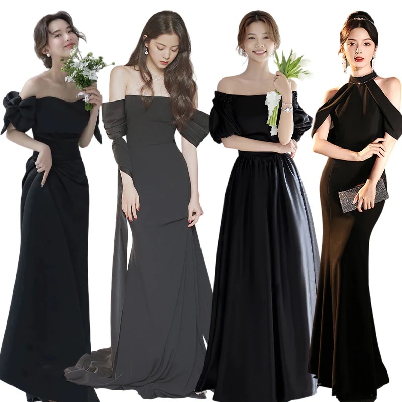 8月追加パーティドレスウェディングドレス ワンピース黒 パーティードレス 結婚式二次会 半袖 ホルターネックドレス 前撮り Aライン マーメイド 花嫁ロングドレスお呼ばれ 代30代40代