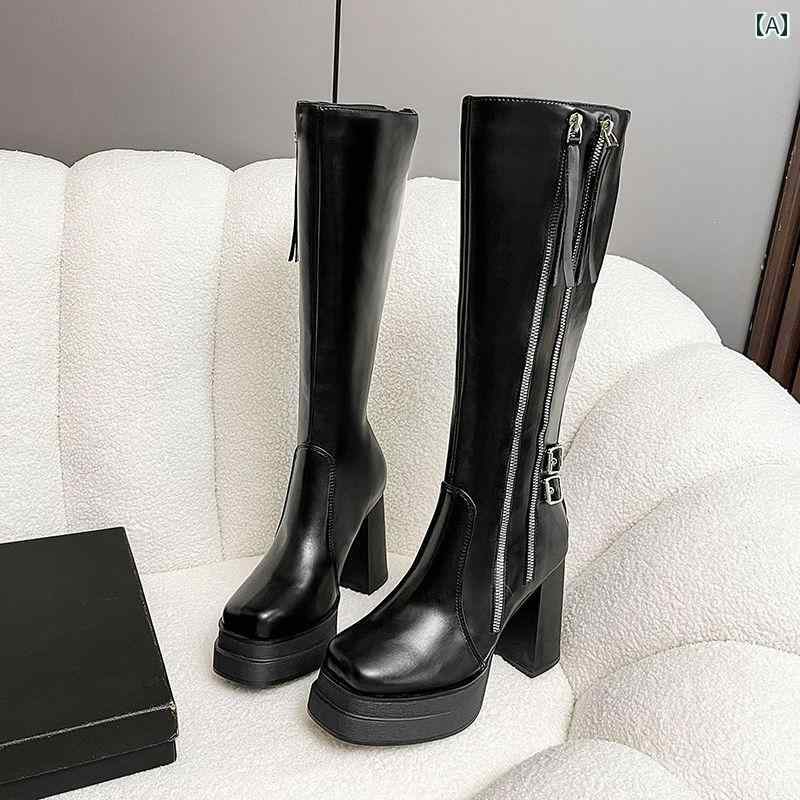 ロング ブーツ ハイヒール 厚底 厚底 ブーツ レディース 秋冬 オーバーニー ブーツ 小柄 トール ナイト ブーツ